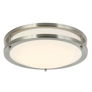 12 in. 1-Light Satin Nickel Finish Smart LED Ceiling Light Flush Mount