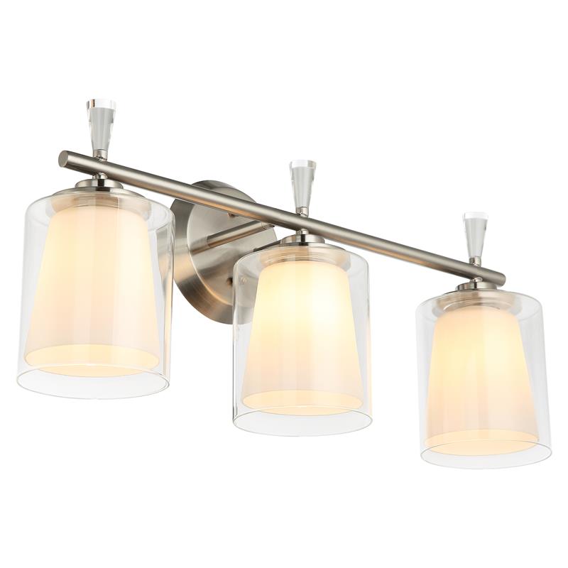 3-Light Vanity Light with Dual Clear and Frosted Shades