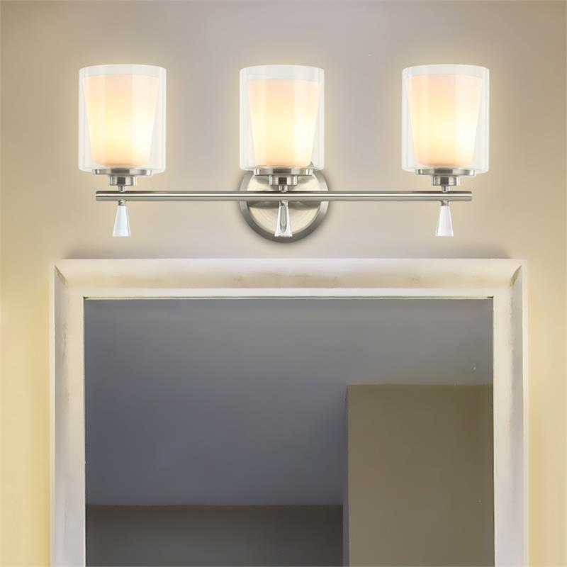 3-Light Vanity Light with Dual Clear and Frosted Shades
