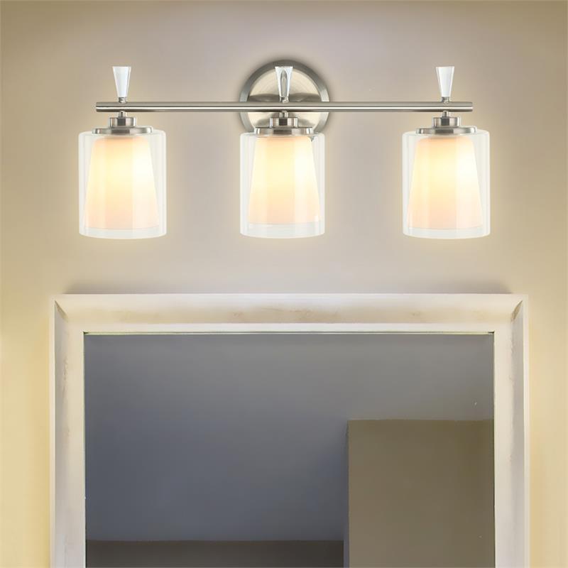 3-Light Vanity Light with Dual Clear and Frosted Shades