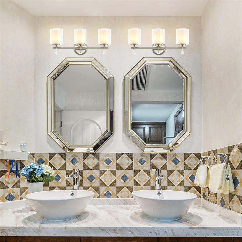 3-Light Vanity Light with Dual Clear and Frosted Shades