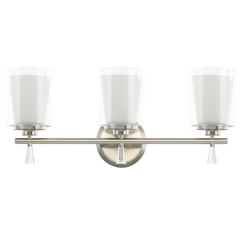 3-Light Vanity Light with Dual Clear and Frosted Shades