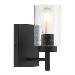 1 Light Black Bathroom Vanity Light with Bubble Glass Shade