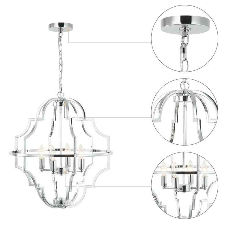 4-Light Modern Farmhouse Geometric Chrome Chandelier