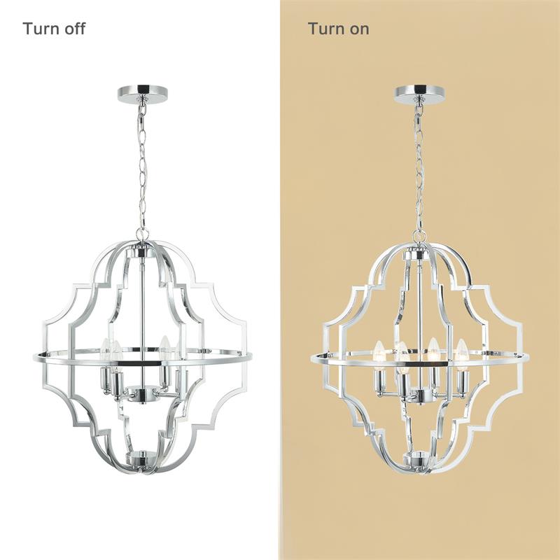 4-Light Modern Farmhouse Geometric Chrome Chandelier