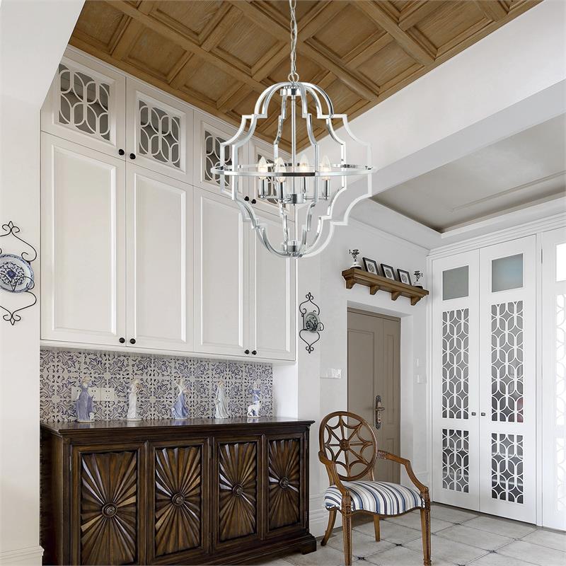 4-Light Modern Farmhouse Geometric Chrome Chandelier
