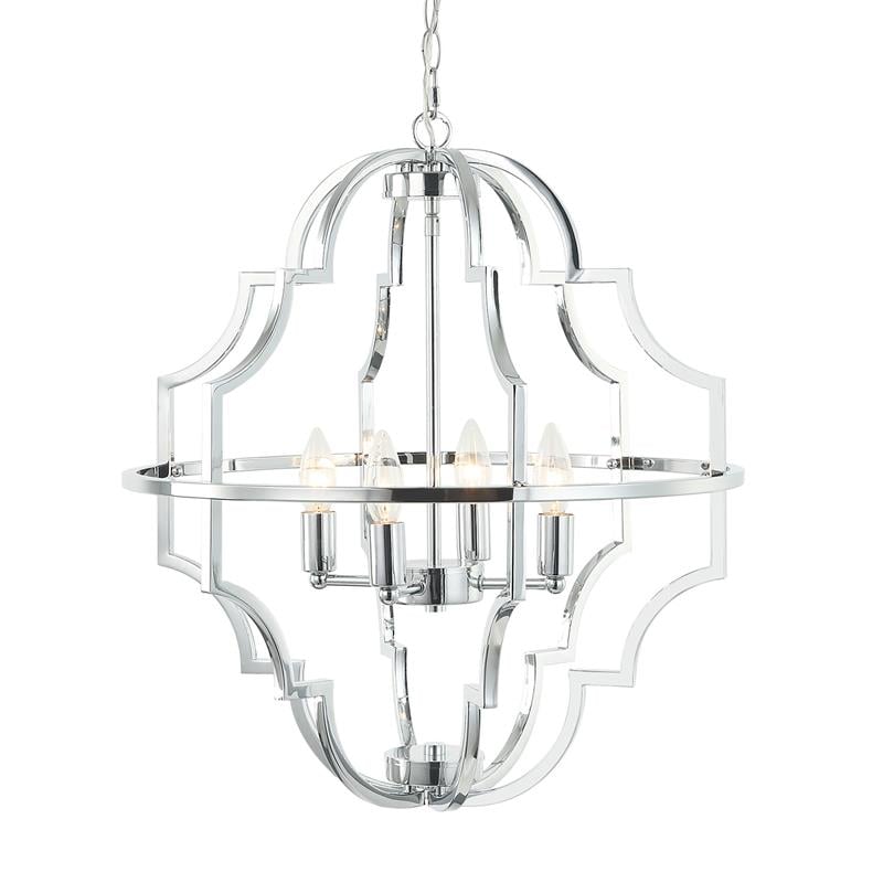 4-Light Modern Farmhouse Geometric Chrome Chandelier