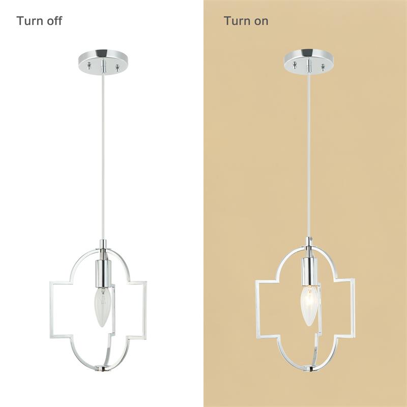 1-Light Modern Farmhouse Geometric Chrome Chandelier
