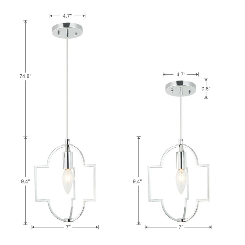 1-Light Modern Farmhouse Geometric Chrome Chandelier
