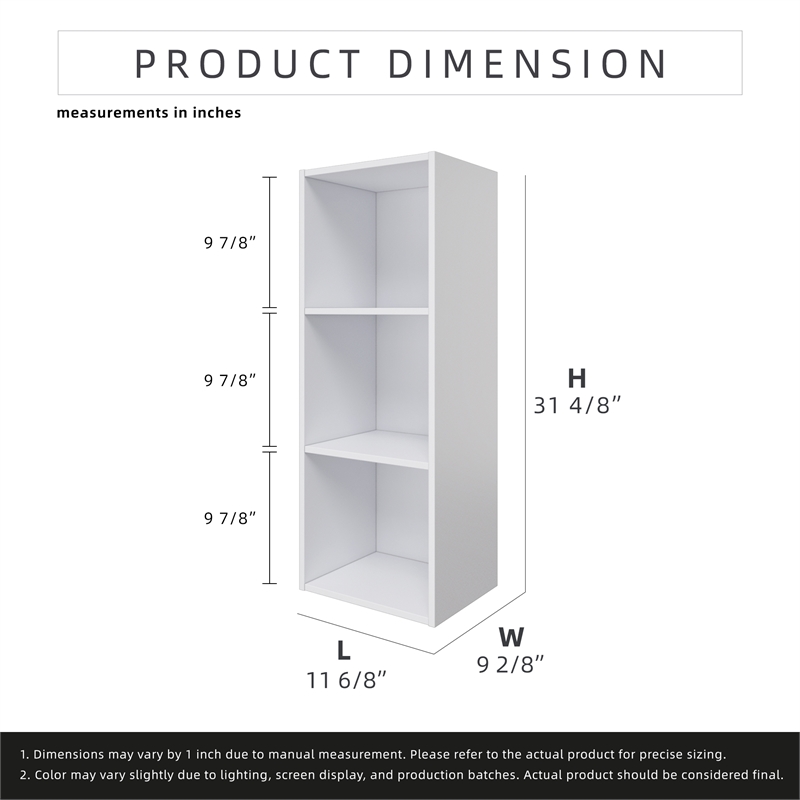 31.5 in. Tall White Wood 3-Shelf Etagere Bookcase