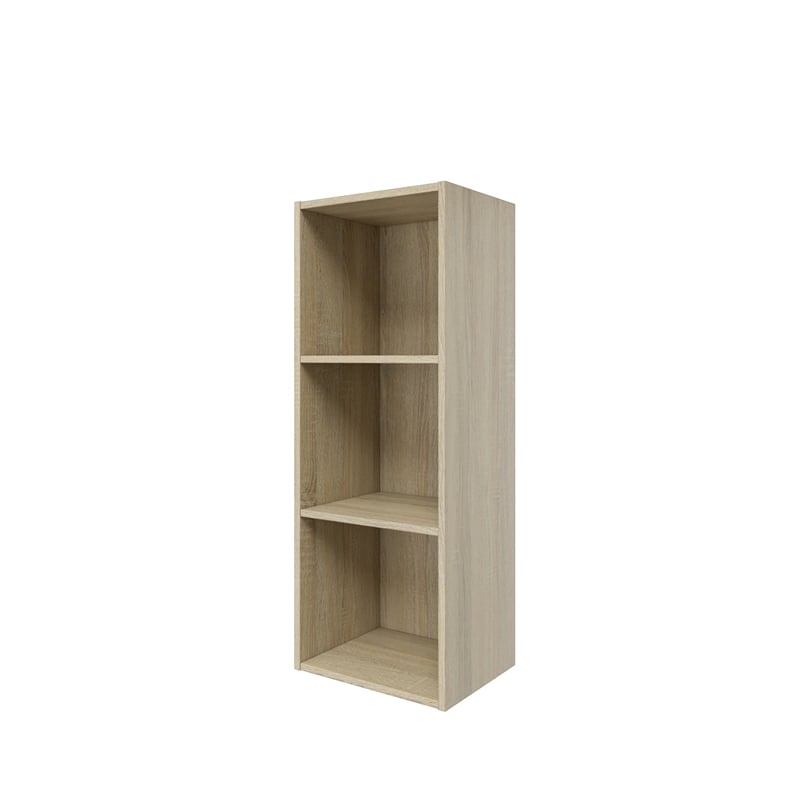 31.5 in. Tall Natural Oak Wood 3-Shelf Etagere Bookcase