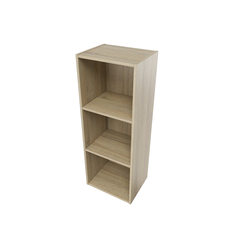 31.5 in. Tall Natural Oak Wood 3-Shelf Etagere Bookcase