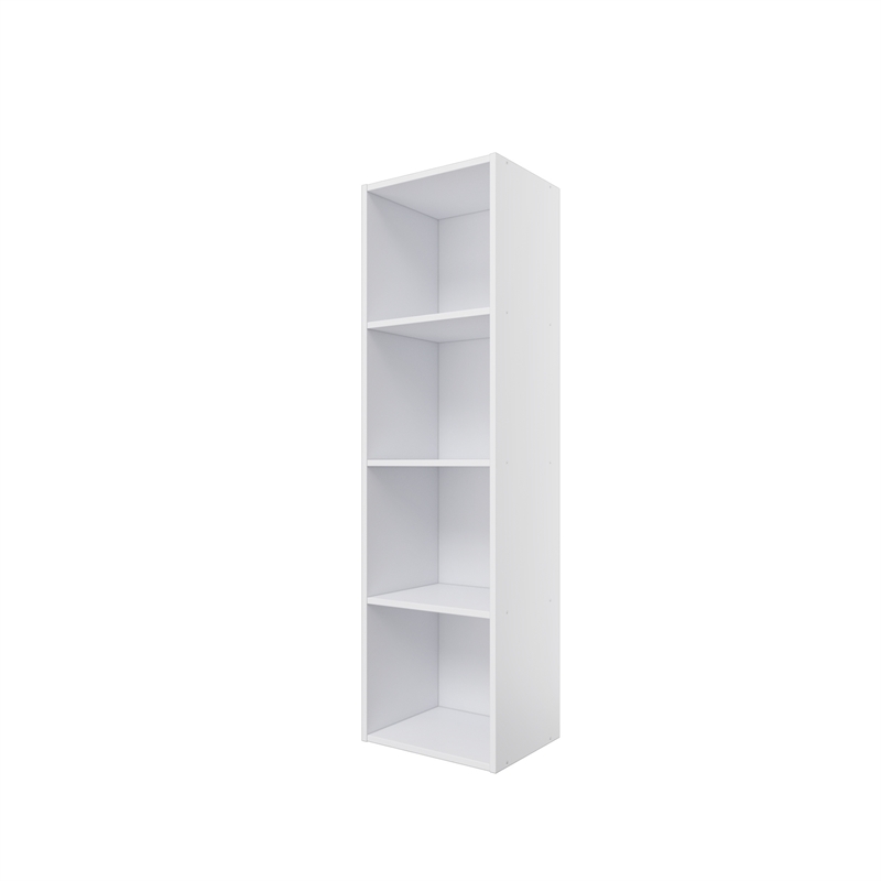41.81 in. Tall White Wood 4-Shelf Etagere Bookcase