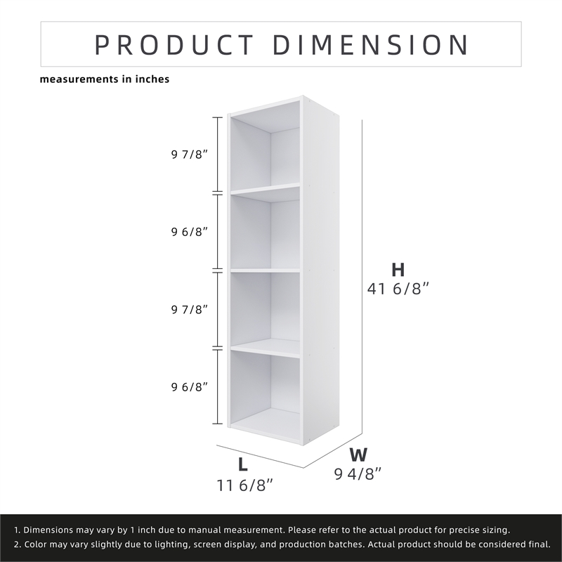 41.81 in. Tall White Wood 4-Shelf Etagere Bookcase