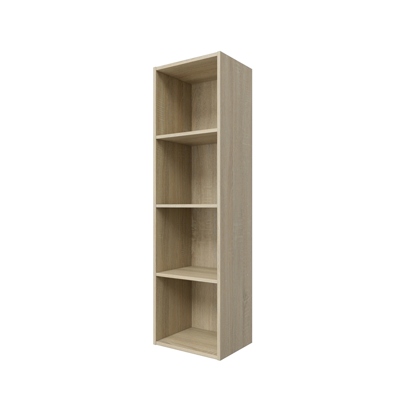 41.81 in. Tall Natural Oak Wood 4-Shelf Etagere Bookcase