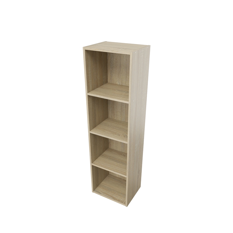 41.81 in. Tall Natural Oak Wood 4-Shelf Etagere Bookcase