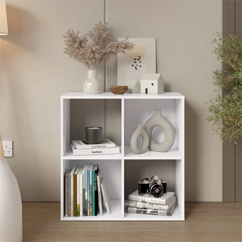 23.46 in. Tall White Wood 3-Shelf Etagere Bookcase