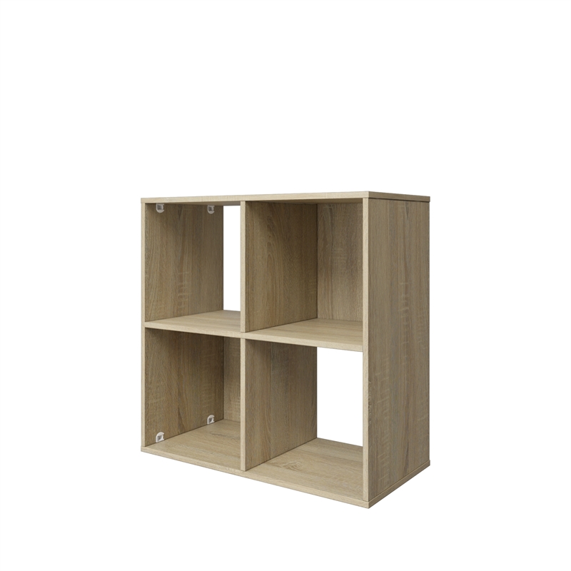 23.46 in. Tall Natural Oak Wood 3-Shelf Etagere Bookcase