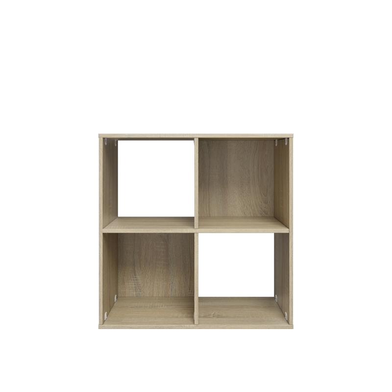 23.46 in. Tall Natural Oak Wood 3-Shelf Etagere Bookcase