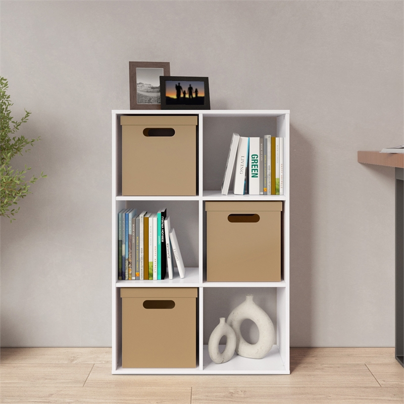34.96 in. Tall White Wood 3-Shelf Etagere Bookcase