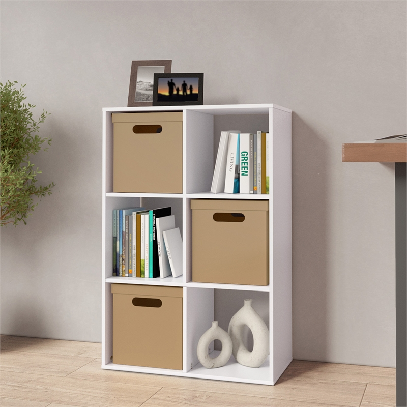 34.96 in. Tall White Wood 3-Shelf Etagere Bookcase