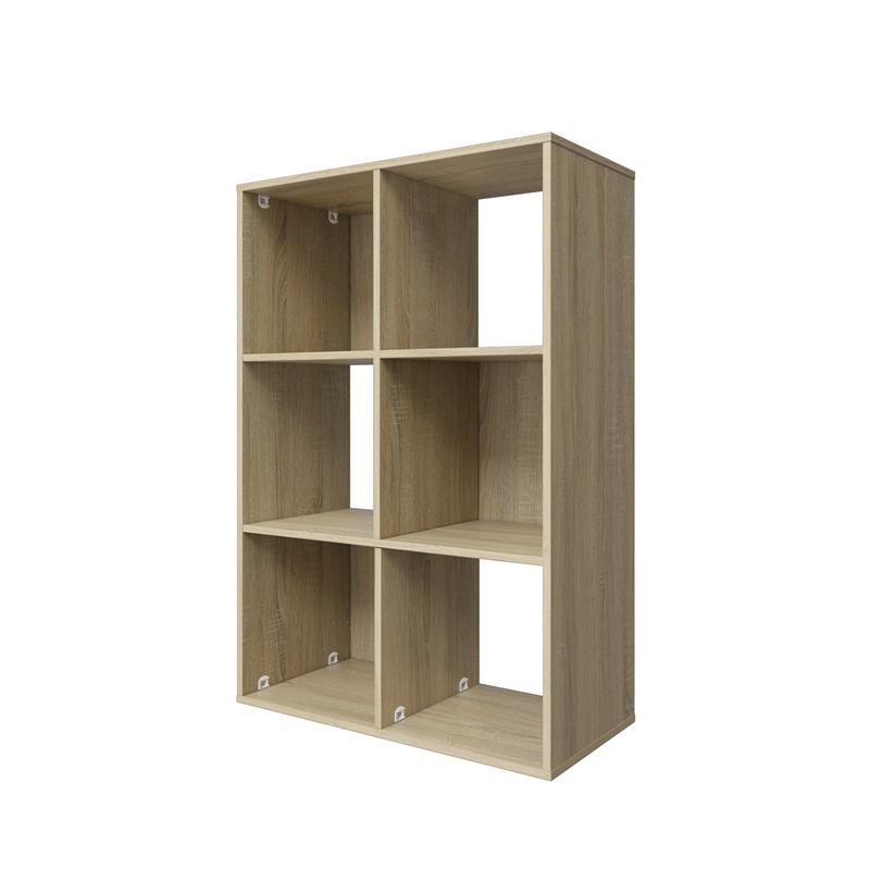 34.96 in. Tall Natural Oak Wood 3-Shelf Etagere Bookcase