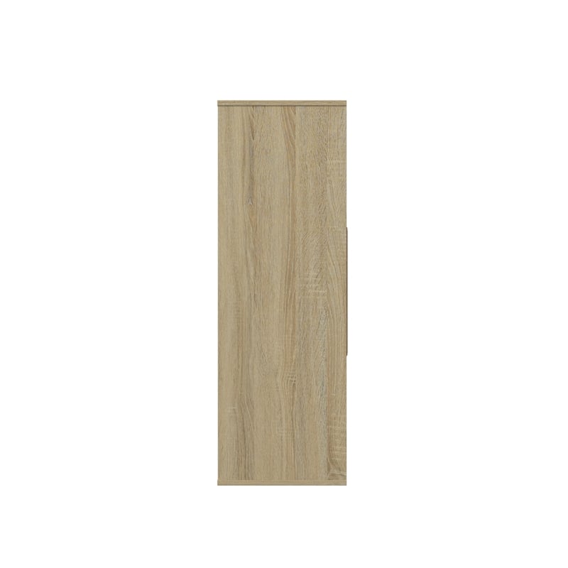 34.96 in. Tall Natural Oak Wood 3-Shelf Etagere Bookcase