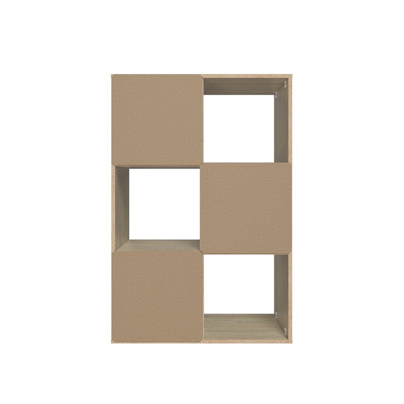 34.96 in. Tall Natural Oak Wood 3-Shelf Etagere Bookcase