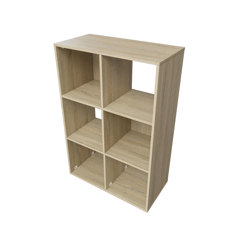 34.96 in. Tall Natural Oak Wood 3-Shelf Etagere Bookcase