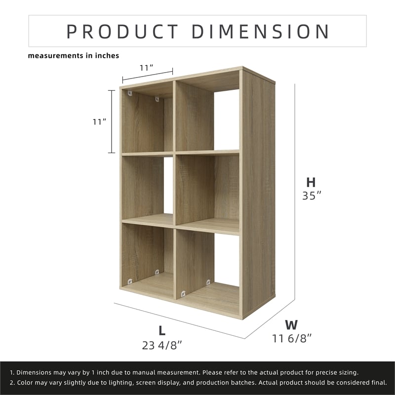34.96 in. Tall Natural Oak Wood 3-Shelf Etagere Bookcase