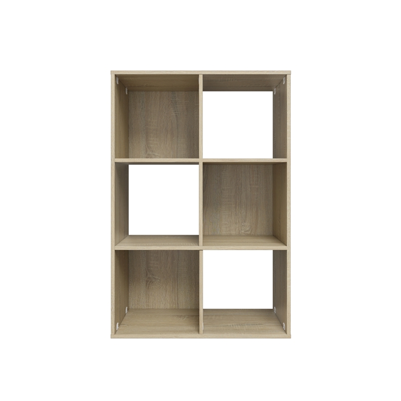 34.96 in. Tall Natural Oak Wood 3-Shelf Etagere Bookcase