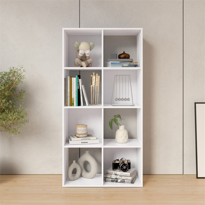 46.46 in. Tall White Wood 4-Shelf Etagere Bookcase