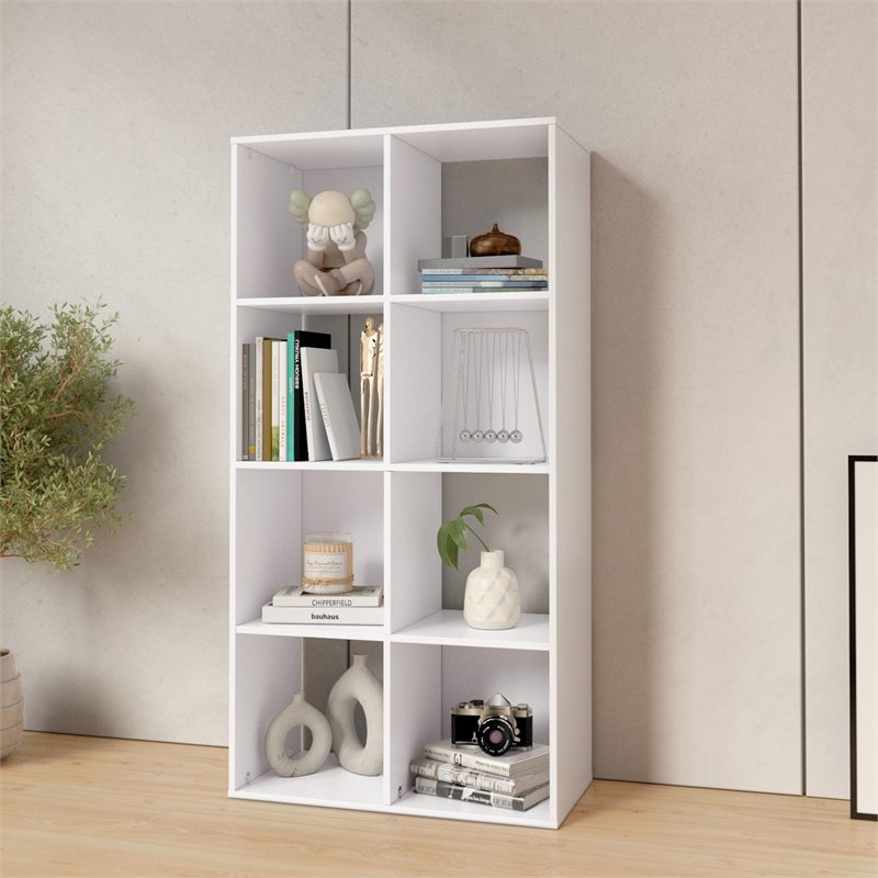46.46 in. Tall White Wood 4-Shelf Etagere Bookcase
