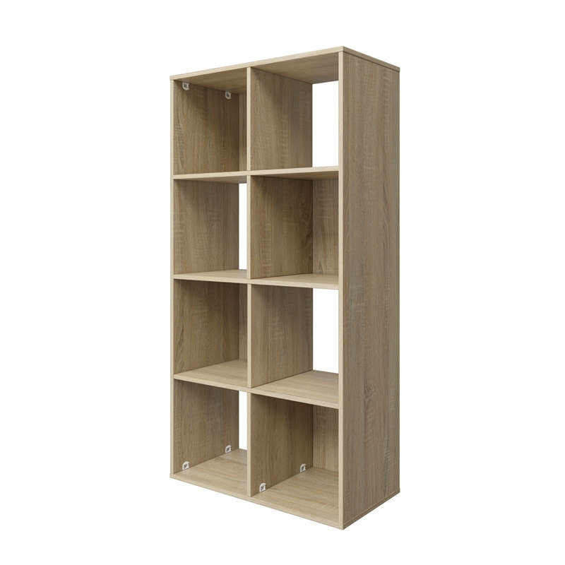 46.46 in. Tall Natural Oak Wood 4-Shelf Etagere Bookcase