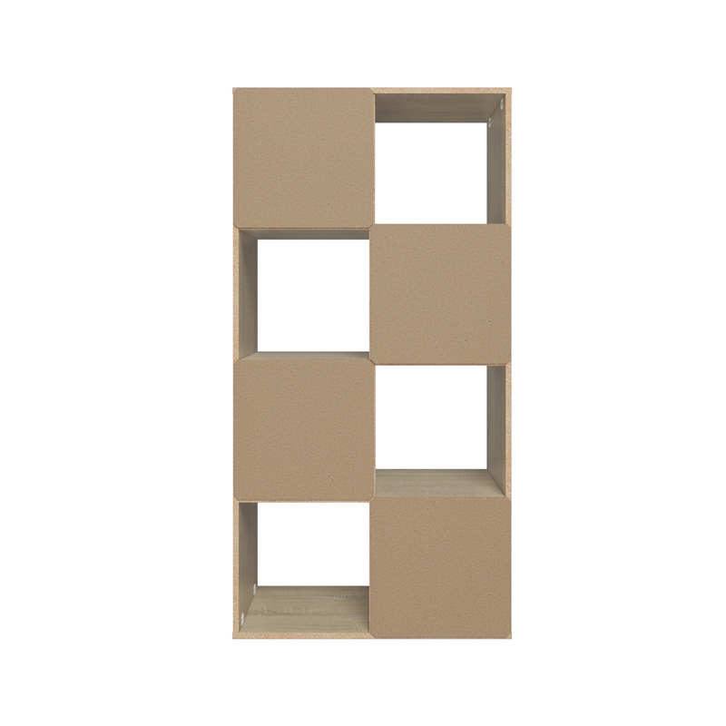 46.46 in. Tall Natural Oak Wood 4-Shelf Etagere Bookcase