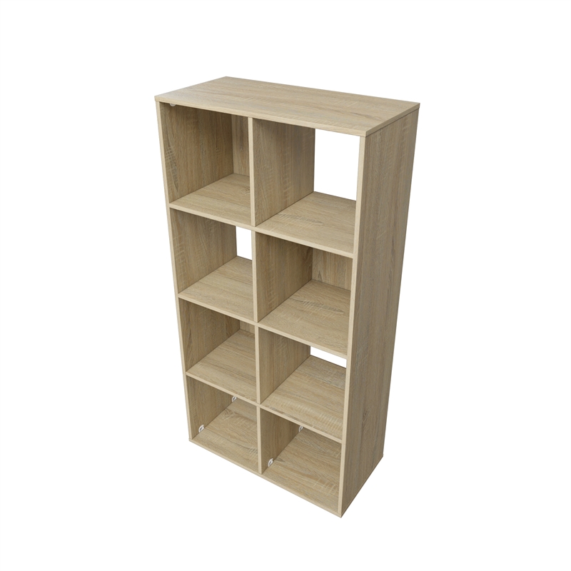 46.46 in. Tall Natural Oak Wood 4-Shelf Etagere Bookcase
