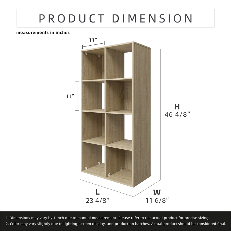 46.46 in. Tall Natural Oak Wood 4-Shelf Etagere Bookcase