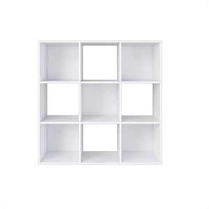 34.96 in. Tall White Wood 3-Shelf Etagere Bookcase