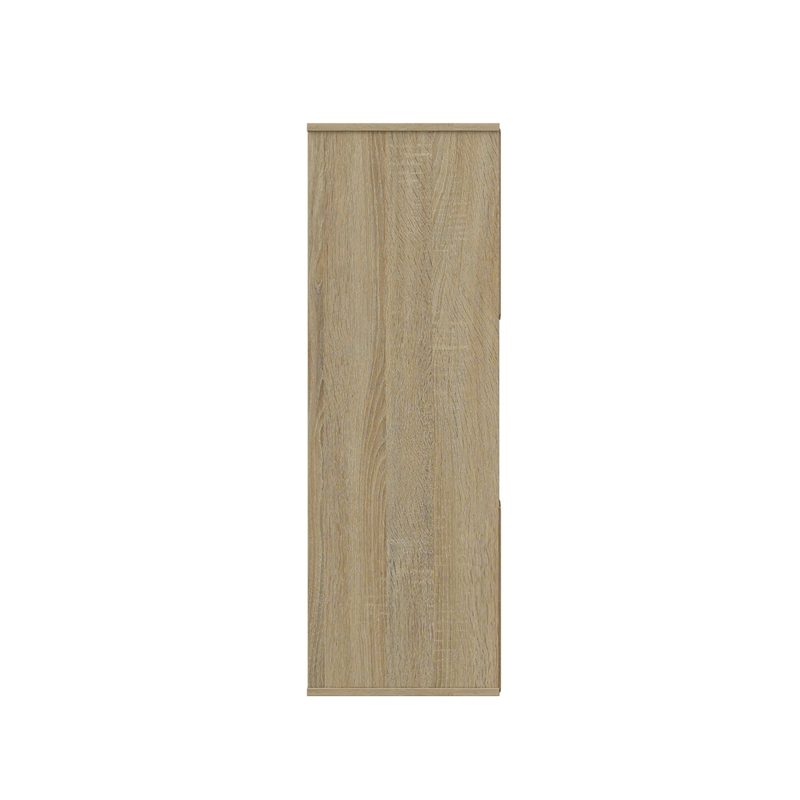 34.96 in. Tall Natural Oak Wood 3-Shelf Etagere Bookcase
