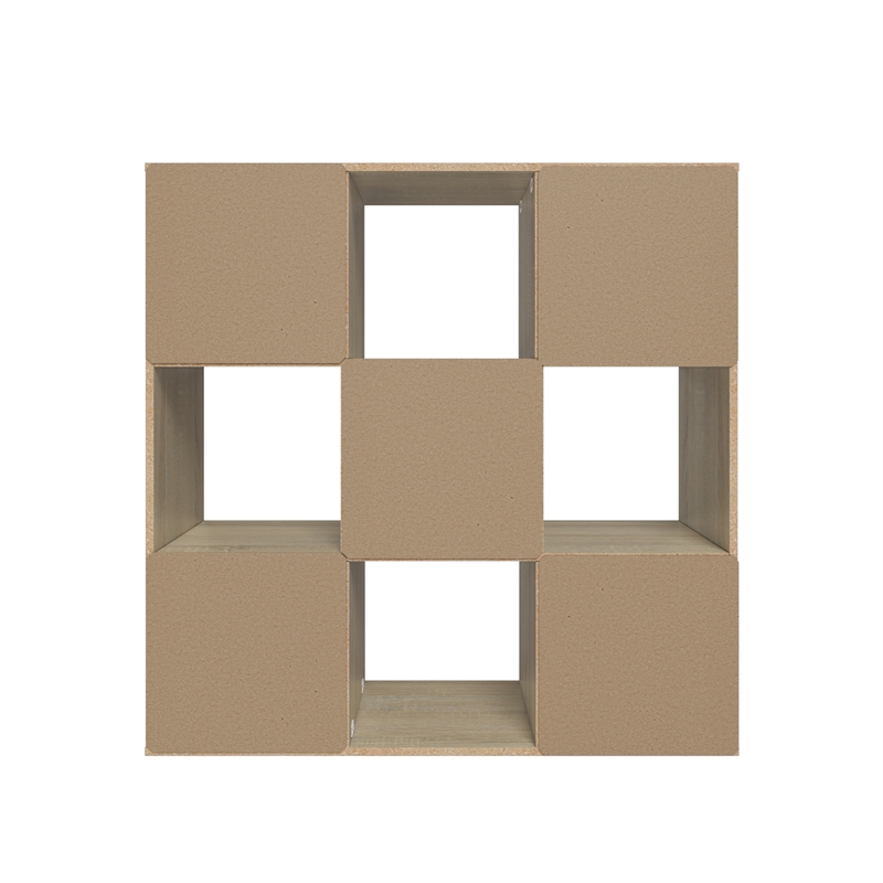 34.96 in. Tall Natural Oak Wood 3-Shelf Etagere Bookcase