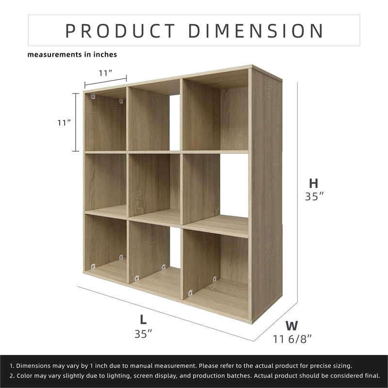 34.96 in. Tall Natural Oak Wood 3-Shelf Etagere Bookcase