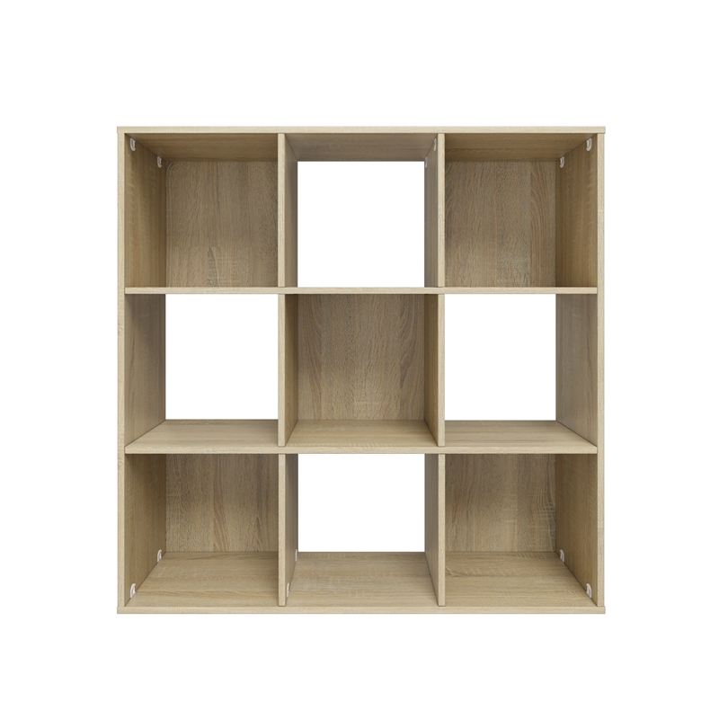 34.96 in. Tall Natural Oak Wood 3-Shelf Etagere Bookcase