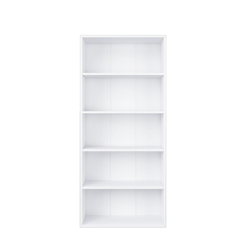 52.83 in. Tall White Wood 5-Shelf Etagere Bookcase with Adjustable Shelves