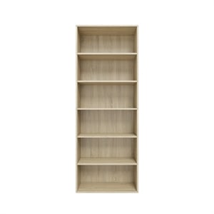 63.23 in. Tall Natural Oak Wood 6-Shelf Etagere Bookcase with Adjustable Shelves