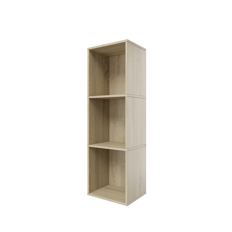 37.52 in. Tall Natural Oak Wood 3-Shelf Etagere Bookcase