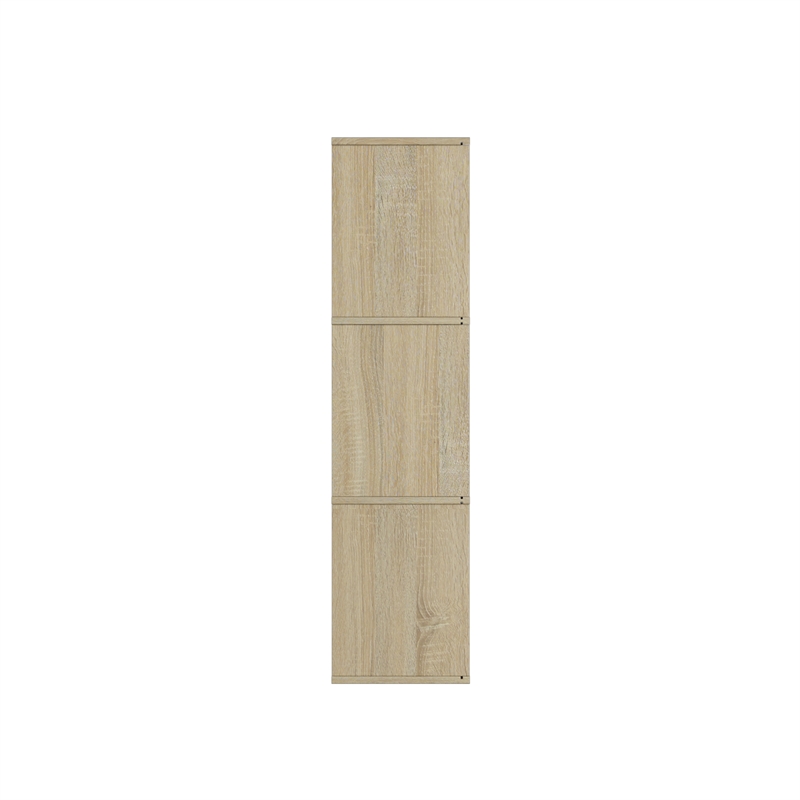 37.52 in. Tall Natural Oak Wood 3-Shelf Etagere Bookcase