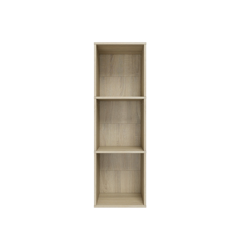 37.52 in. Tall Natural Oak Wood 3-Shelf Etagere Bookcase
