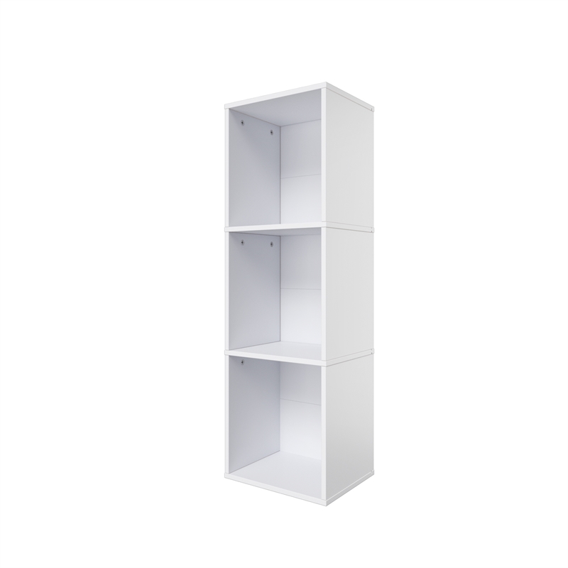 37.52 in. Tall White Wood 3-Shelf Etagere Bookcase