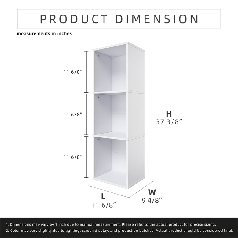 37.52 in. Tall White Wood 3-Shelf Etagere Bookcase