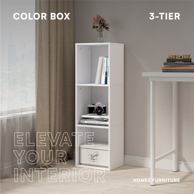 37.52 in. Tall White Wood 3-Shelf Etagere Bookcase
